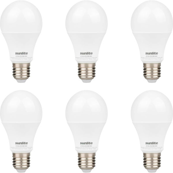 LED 9W 60W Equiv 800 Lmn Dimmable E26 Base Energy Star 230 Degree Beam 4000K A19 Light Bulb, 6PK