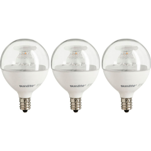 LED G16.5 Globe Light Bulb, 5W 40W Equivalent, 350 Lumens, Dimmable, Candelabra E12, Clear, 3PK