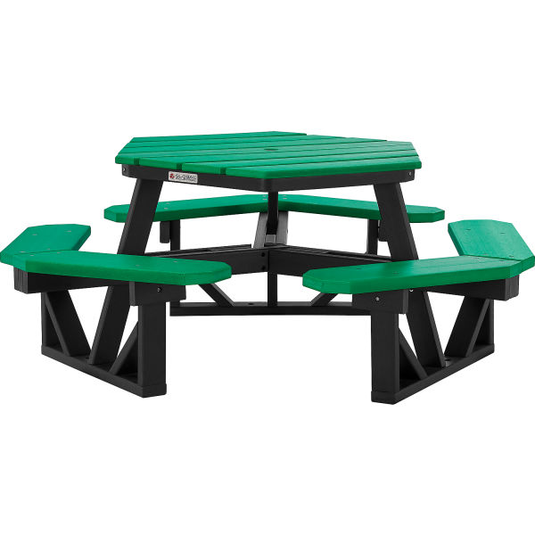 Picture of Global Industrial 271671GN 46 in. Hexagon Recycled Plastic Picnic Table&#44; Green