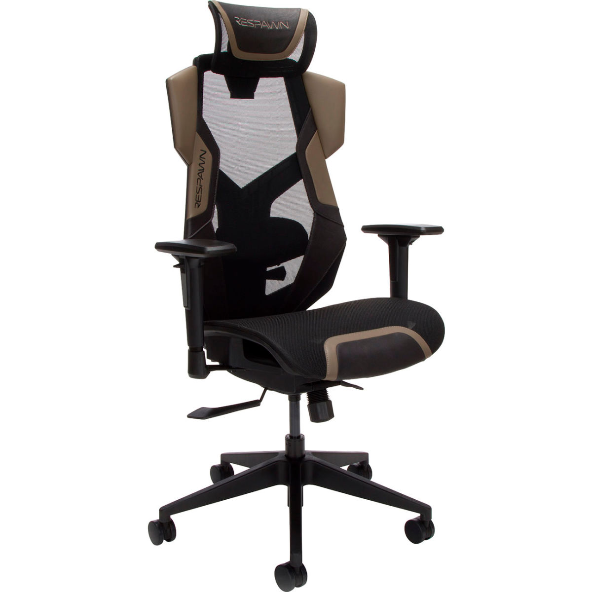 B3186357 FLEXX Mesh Gaming Chair with Lumbar Support Adjustable Headrest - Black & Brown