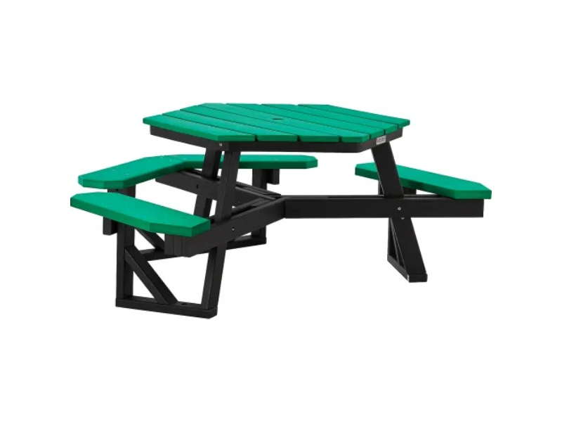 ADA Hexagon Picnic Table - Green - 46 in. - Eco-Friendly Design