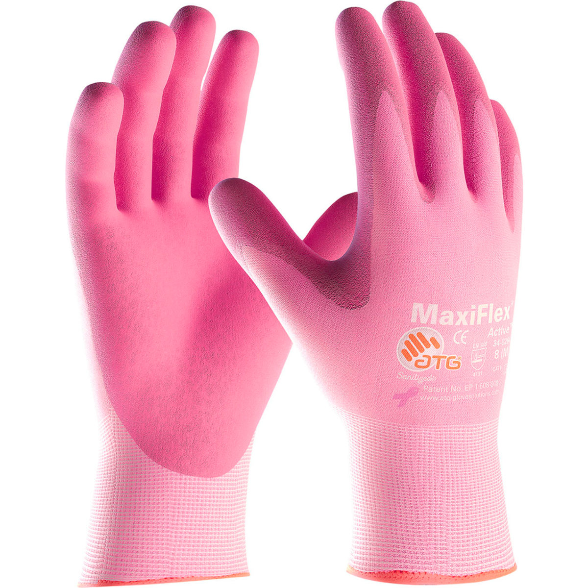 672105S Maxi Flex 34-8264 12 Pairs Nitrile Micro Foam Nylon Grip Gloves - Pink - Small
