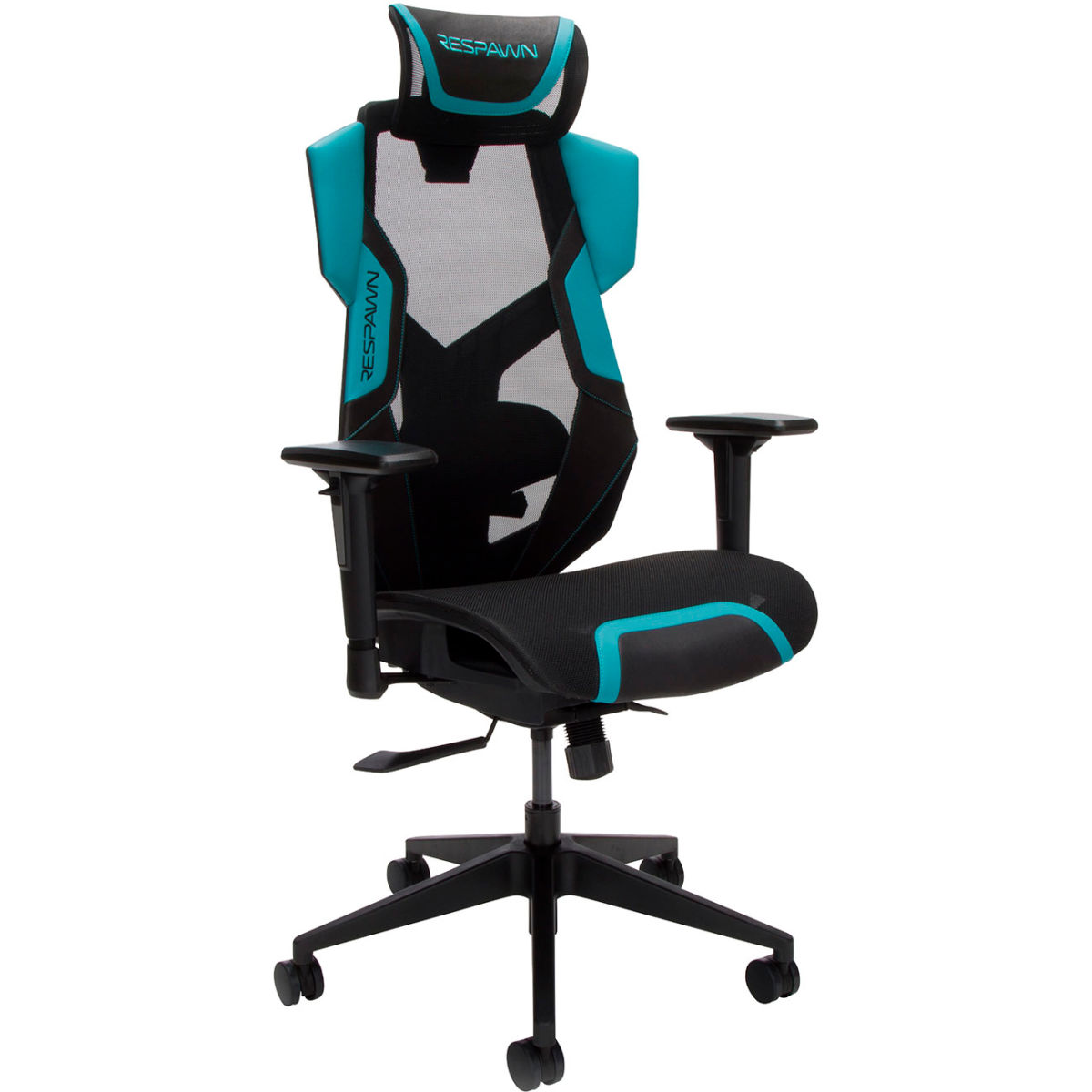 B3186390 FLEXX Mesh Gaming Chair with Lumbar Support Adjustable Headrest - Teal & Black