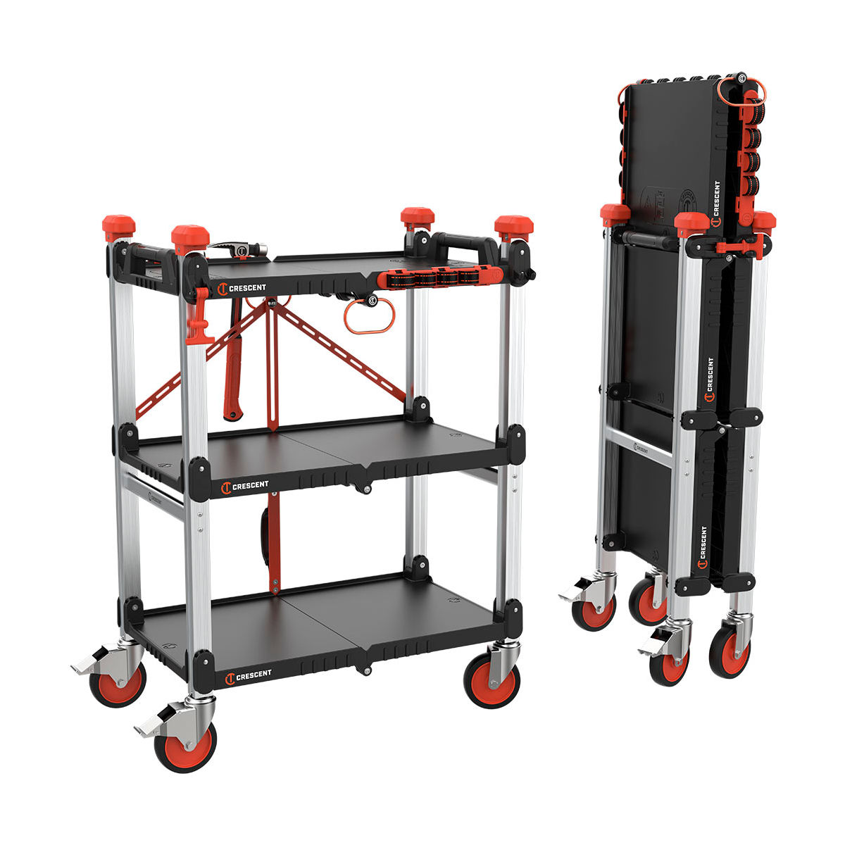 B3192078 SITERUNNER Folding Jobsite Cart 300 lbs Capacity - 30.62 W x 20 D x 42.5 H in. - Black & Orange