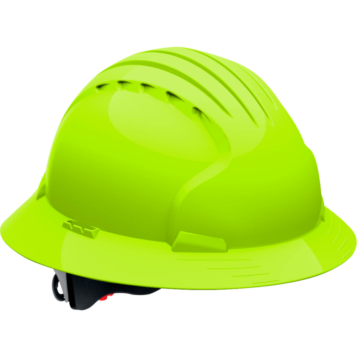 B3113688 Evolution Deluxe 6161 Full Brim Hard Hat HDPE Shell, 6 Point Suspension Ratchet Adjustment - Neon Yellow