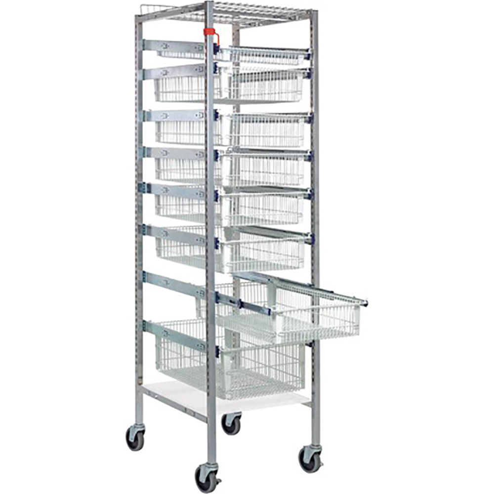 B3149436 19.5 x 24 x 75 in. Partition Store Starter Unit with Wire Baskets, Chrome Silver
