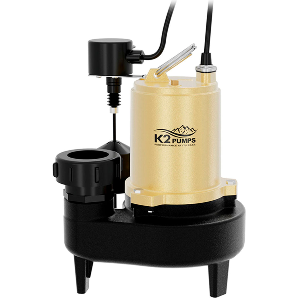 B3191252 Sewage Pump with Piggyback Vertical Switch & Quick Connect, 0.5 HP 150 GPM - Multi Color