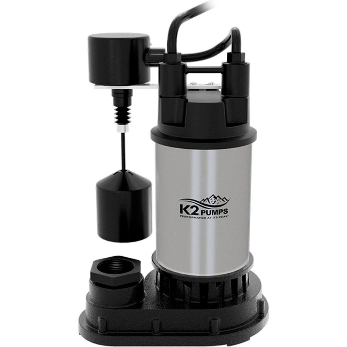 B3191288 0.5 HP Vertical Stainless Top Suction Sump Pump - Black