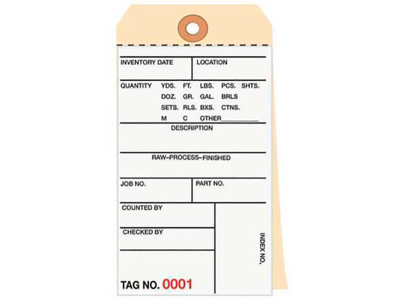 B43352 3 Part Carbonless Inventory Tags 1500-1999 No.8 6.25 x 3.12 in. - Tan - Pack of 500