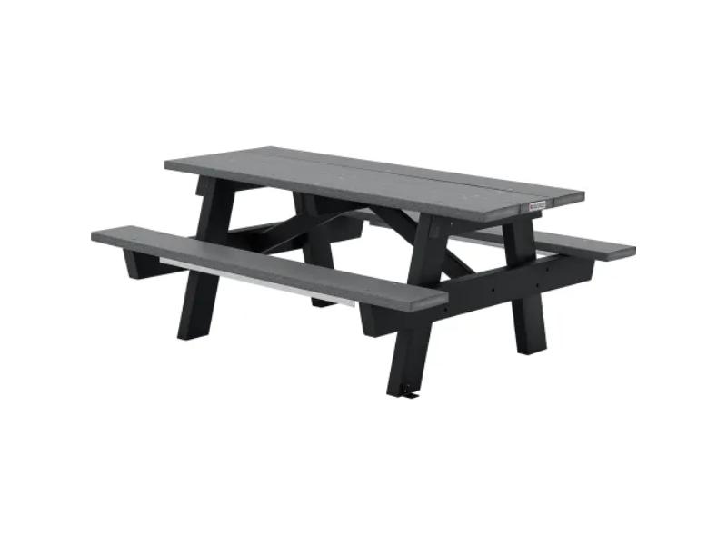 Global Industrial 271669GY 8 ft. A-Frame Rectangular Picnic Table with Recycled Plastic, Gray