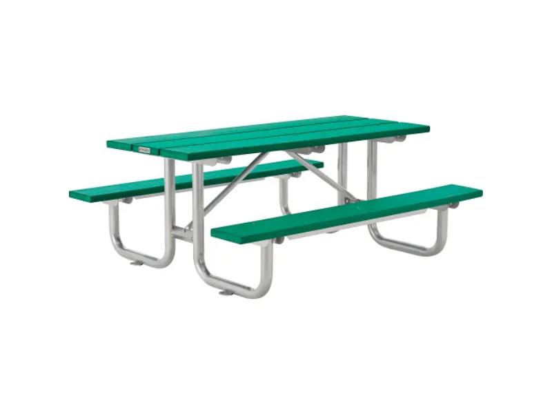 8 ft. Green Rectangular Picnic Table - Recycled Plastic Steel Base - High Capacity