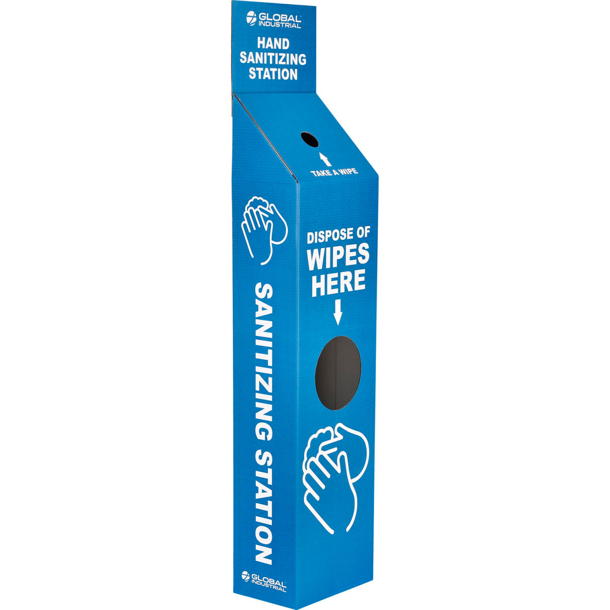 Global Industrial 641563 Floor Standing Sanitizing Wipe Station - Blue