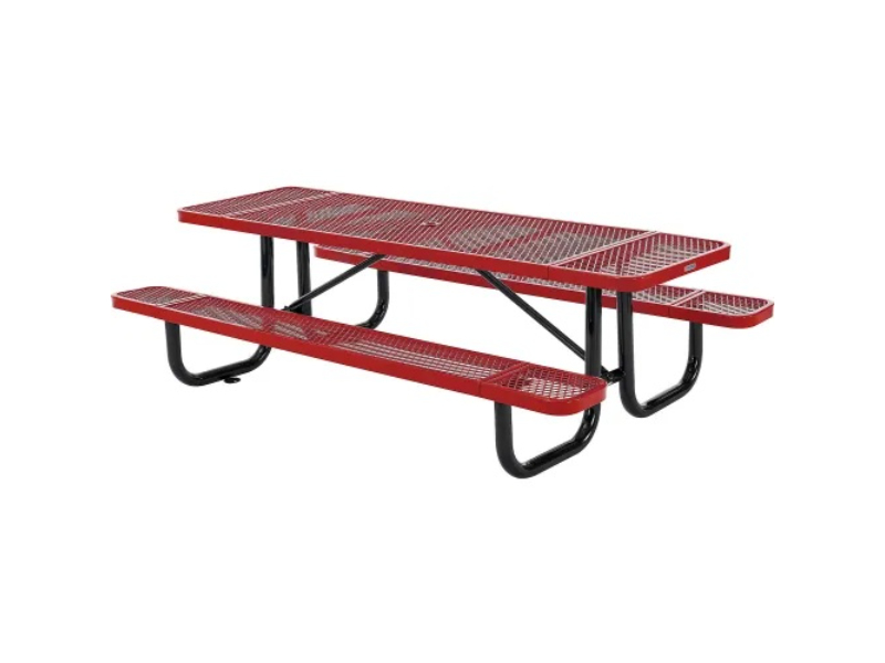 8 ft. Rectangular Picnic Table - Red - 8-Person Seating - Heavy-Duty