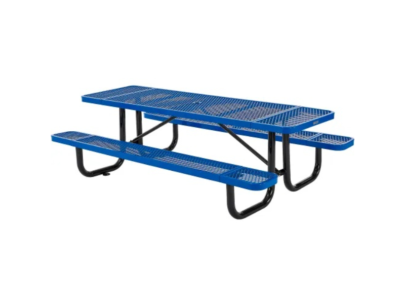 Global Industrial 277153BLKD 8 ft. Rectangular Picnic Table Expanded Metal - Blue