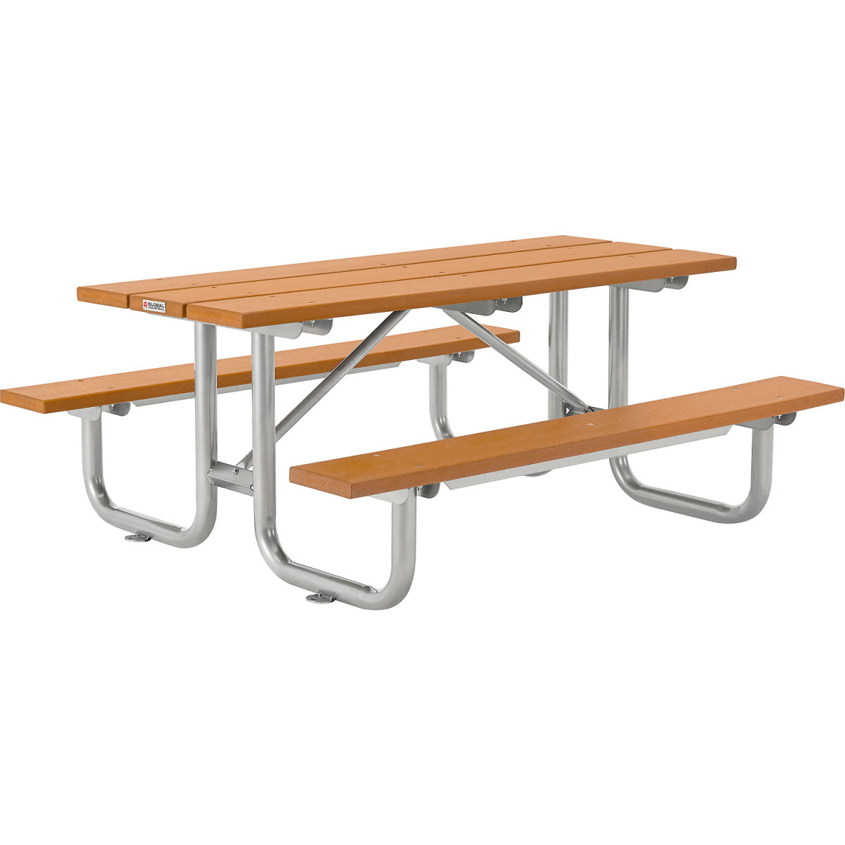 Global Industrial 271670CD 6 ft. Rectangular Picnic Table Recycled Plastic with Steel Base - Cedar