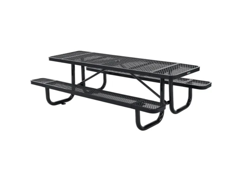 Global Industrial 277153BKKD 8 ft. Rectangular Picnic Table Expanded Metal - Black