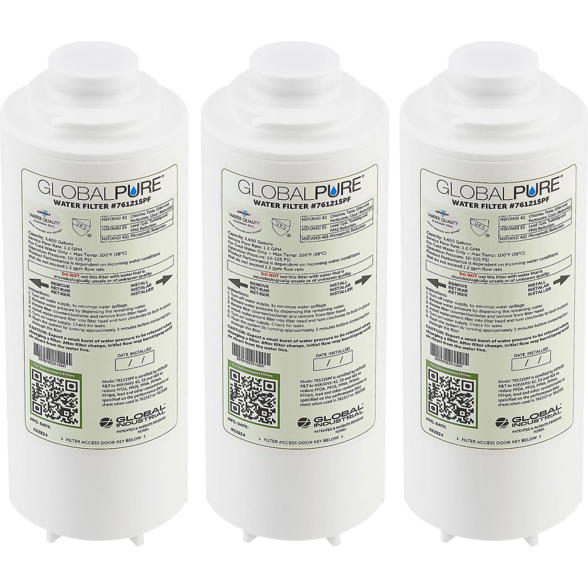 Picture of Global Industrial 761215PF-12P Global Pure Replacement Water Filter PFAS & Microplastic 3600 gal Capacity - Pack of 12
