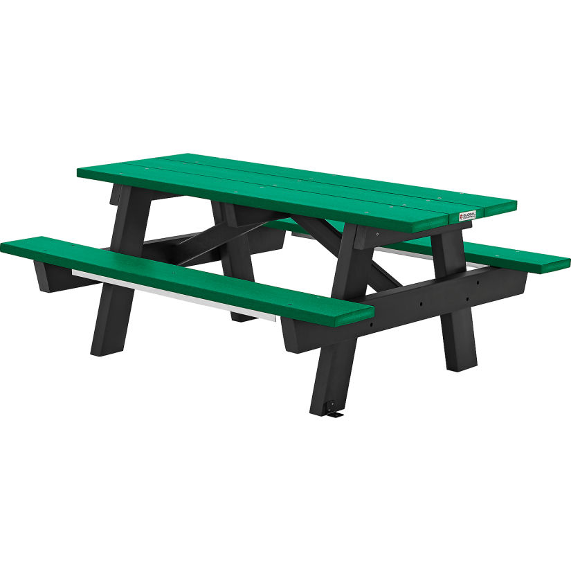 Global Industrial 271667GN 6 ft. A-Frame Rectangular Picnic Table with Recycled Plastic, Green
