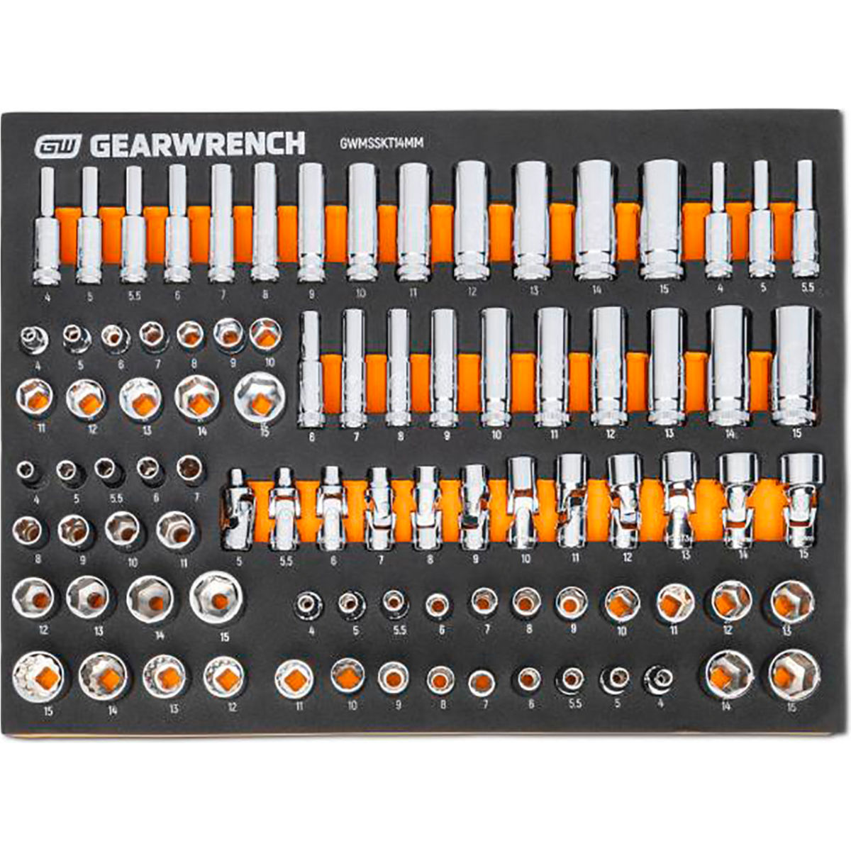B3190975 0.25 in. Drive Metric Socket Modular Set - Silver - 89 Piece