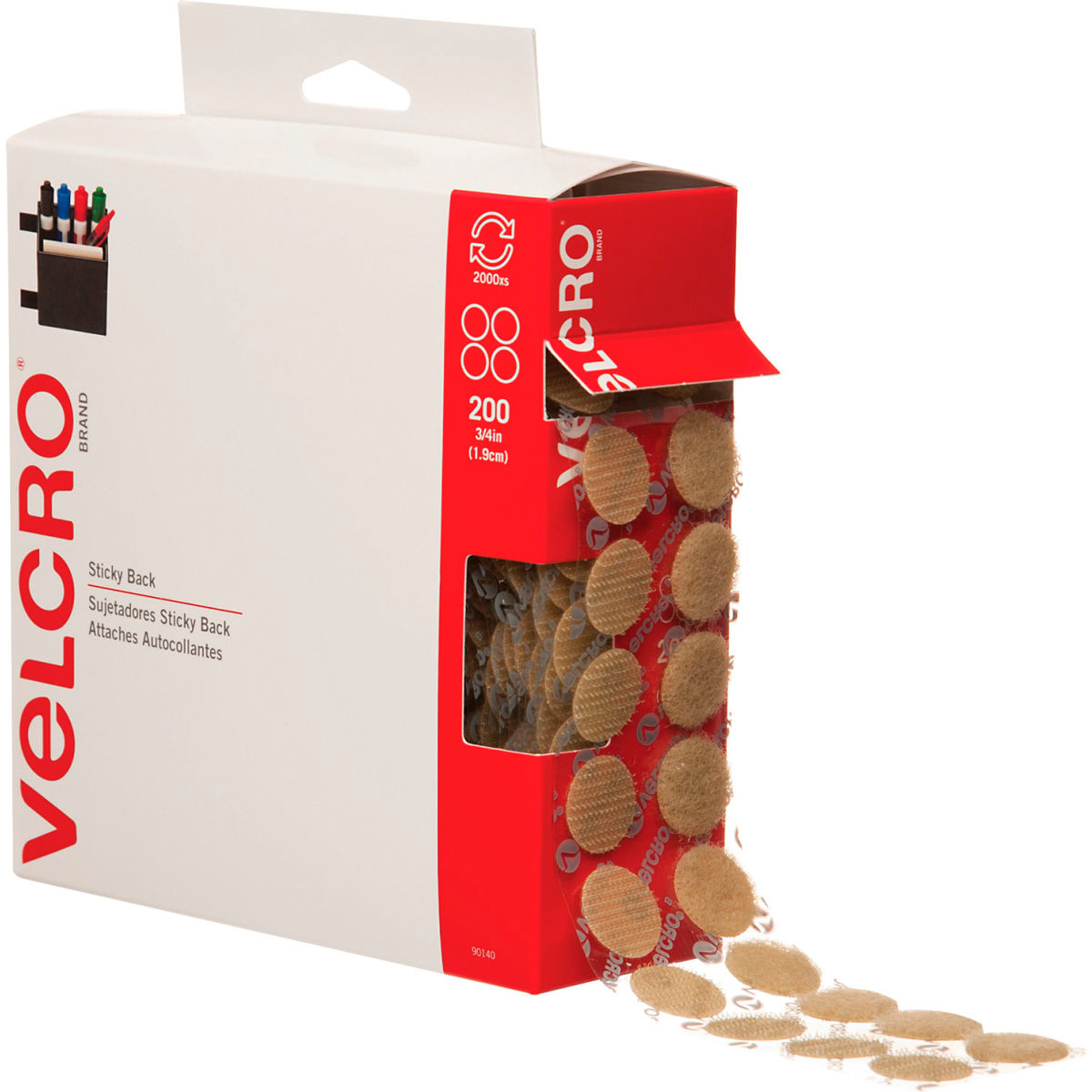 B3203571 Hook & Loop Br & Combo Dots Pack 0.75 in. - Beige & Brown