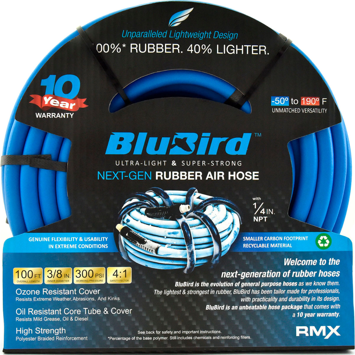 B3178841 Rubber Air Hose Assembly - 0.37 in. x 100 ft. - Blue