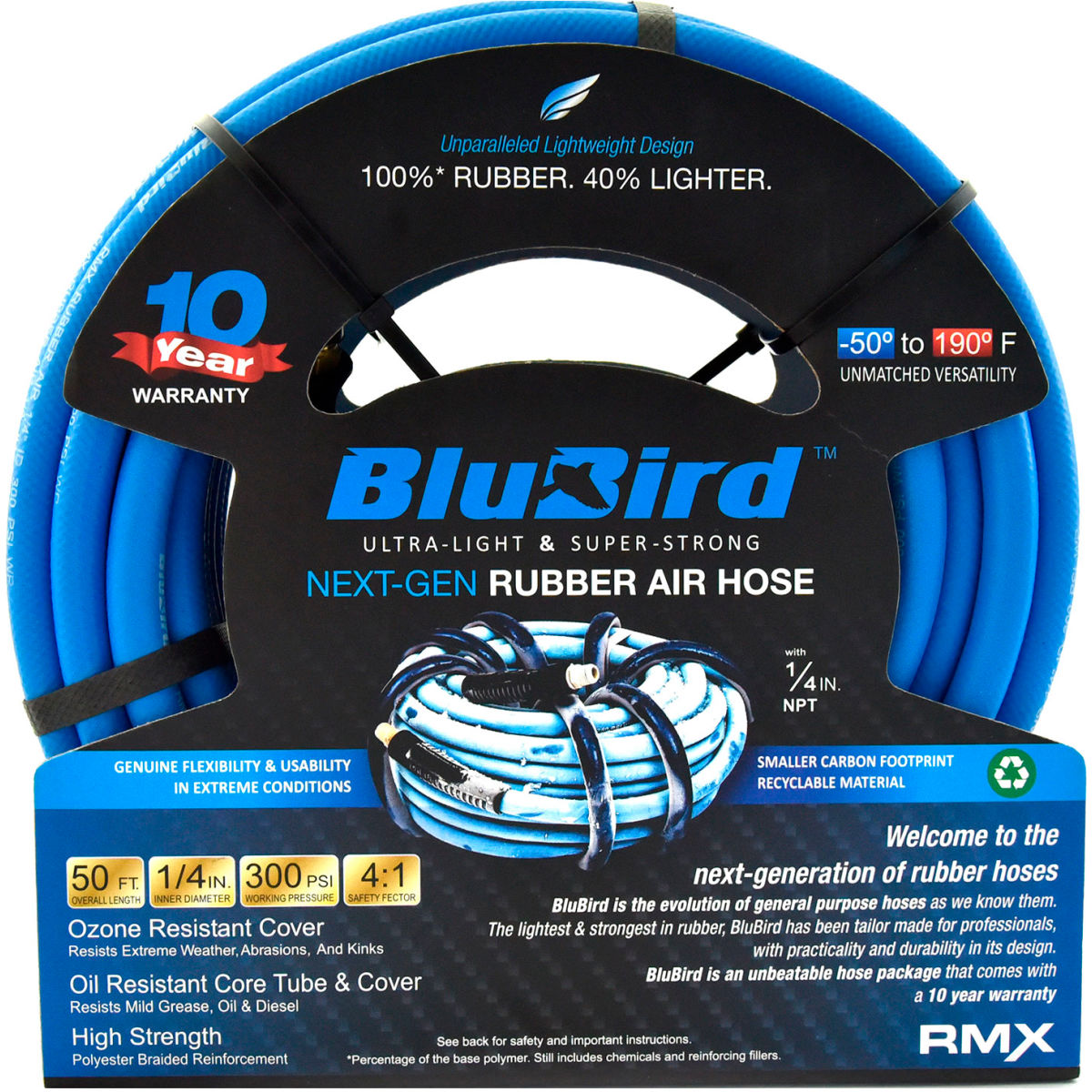 B3178860 Rubber Air Hose Assembly - 0.25 in. x 50 ft. - Blue