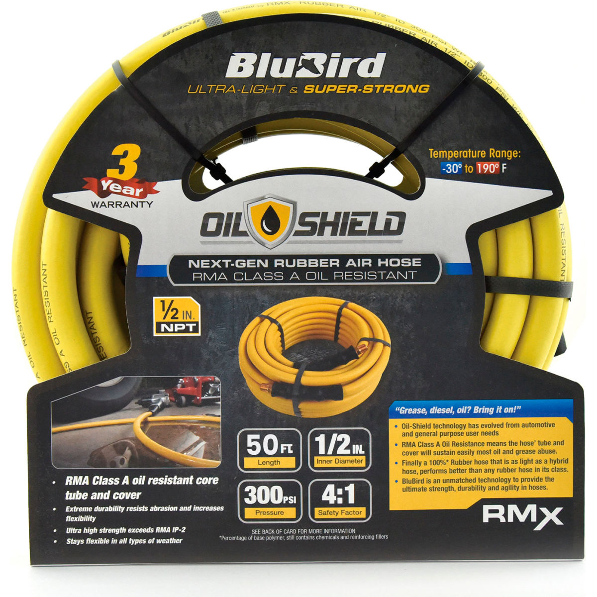 B3178839 Rubber Air Hose Assembly - 0.5 in. x 50 ft. - Yellow