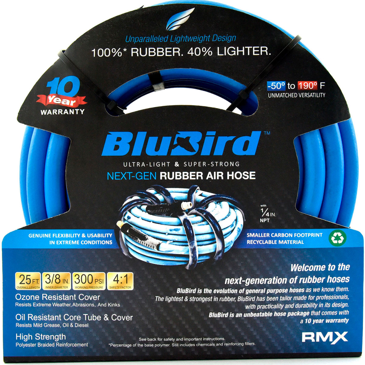 B3178858 Rubber Air Hose Assembly - 0.37 in. x 25 ft. - Blue