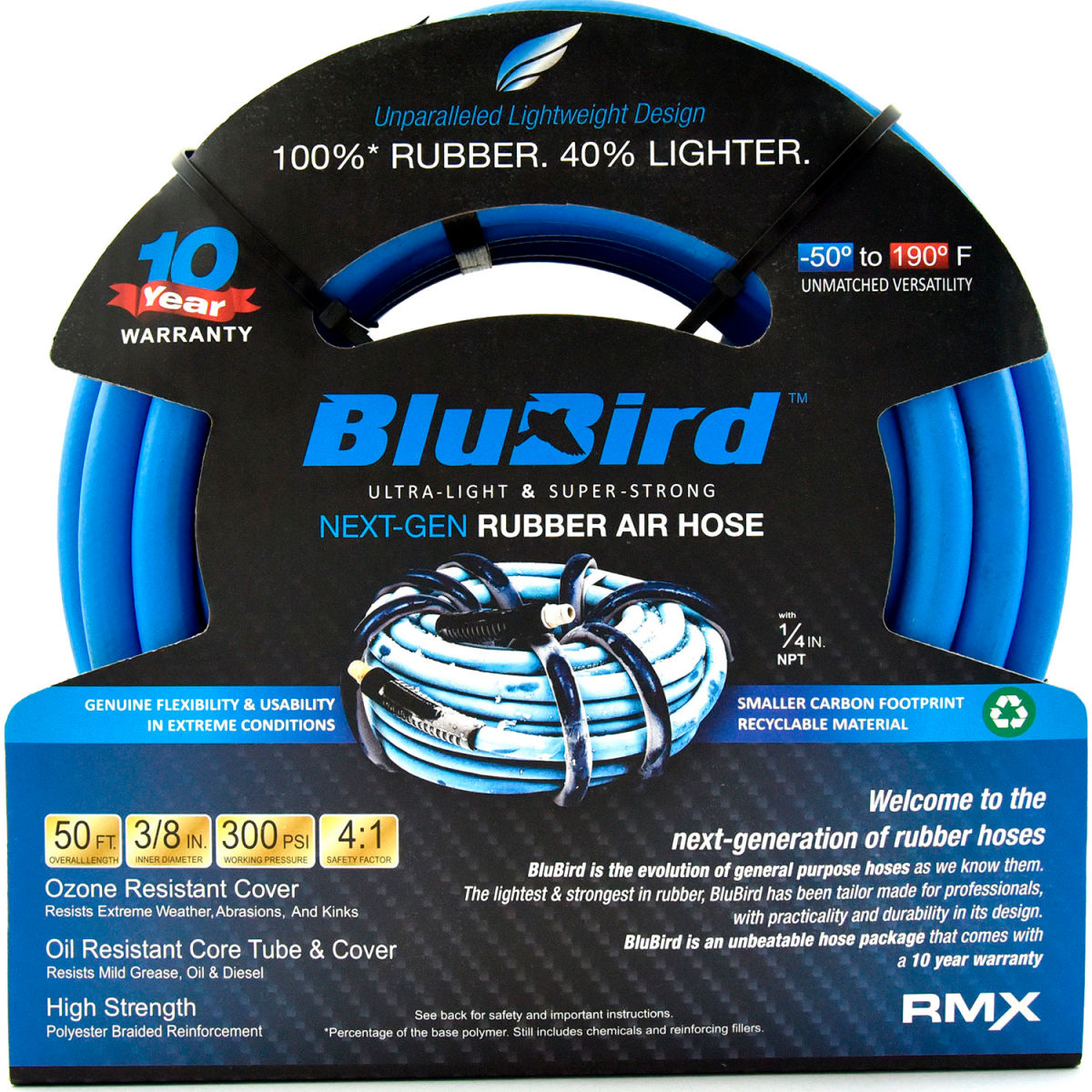 B3178837 Rubber Air Hose Assembly - 0.37 in. x 50 ft. - Blue