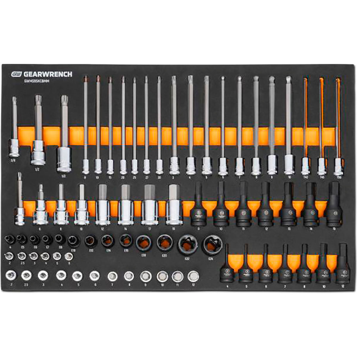 B3190970 0.25 in. 0.37 in. 0.5 in. Drive Metric Bit Socket Modular Set - Multi Color - 74 Piece