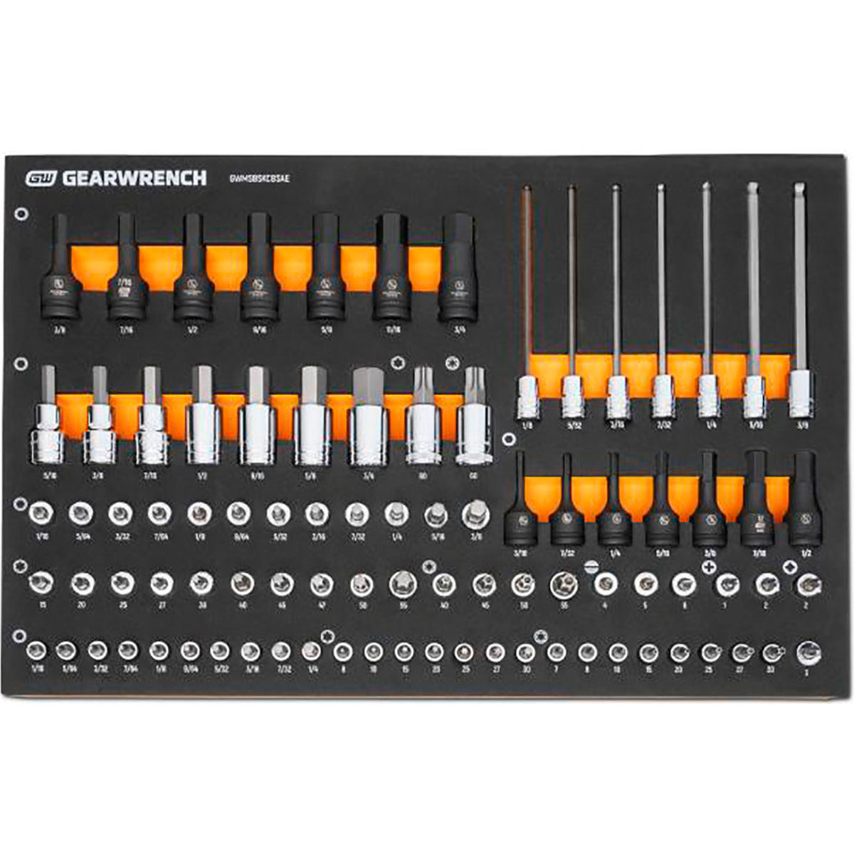 B3190971 0.25 in. 0.37 in. 0.5 in. Drive SAE Bit Socket Modular Set - Multi Color - 88 Piece