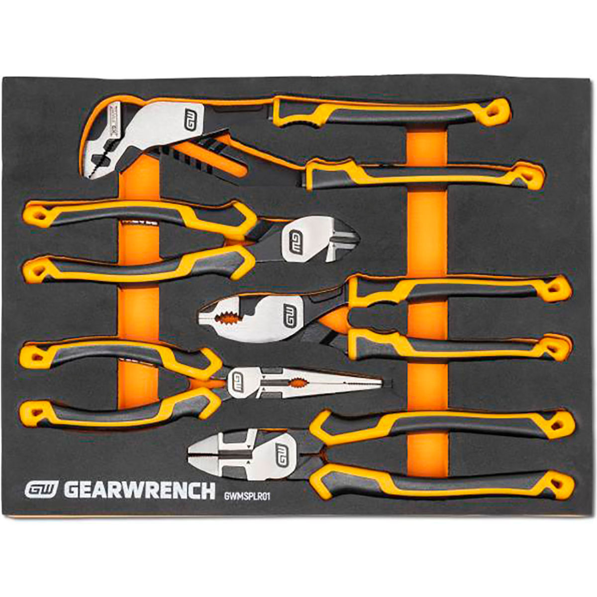 B3190961 Pitbull Cushion Grip Plier Modular Set in Foam Storage Tray - Multi Color - 5 Piece