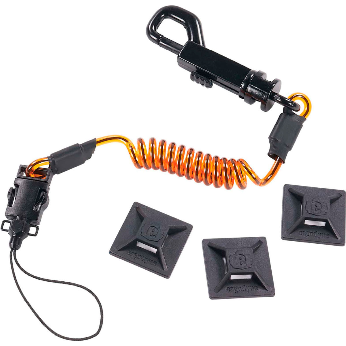 B3181746 Coil Lanyard Swivel Hook & Detachable Loop - Orange & Black - Small