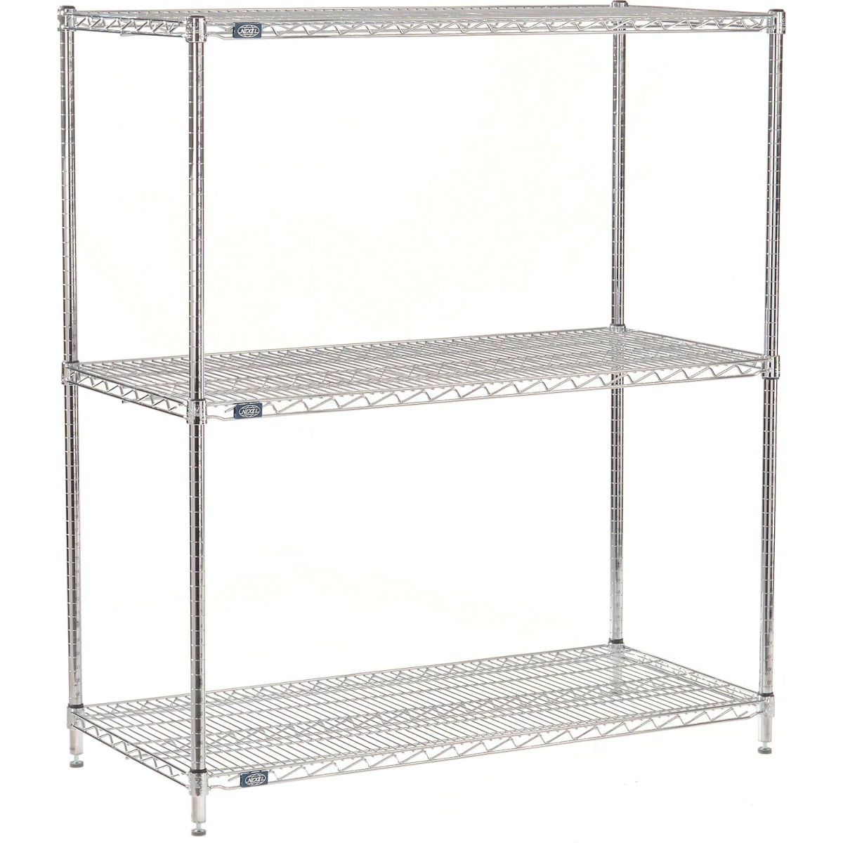 Global Industrial 21485ESD3 3 Shelf Chrome ESD Wire Shelving Unit Starter - 48 x 21 x 54 in. - Chrome