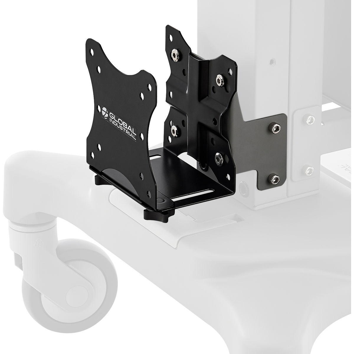 Global Industrial 290930 Slim CPU-PC Monitor Mount Bracket & Adapter for Computer Workstation - Gray