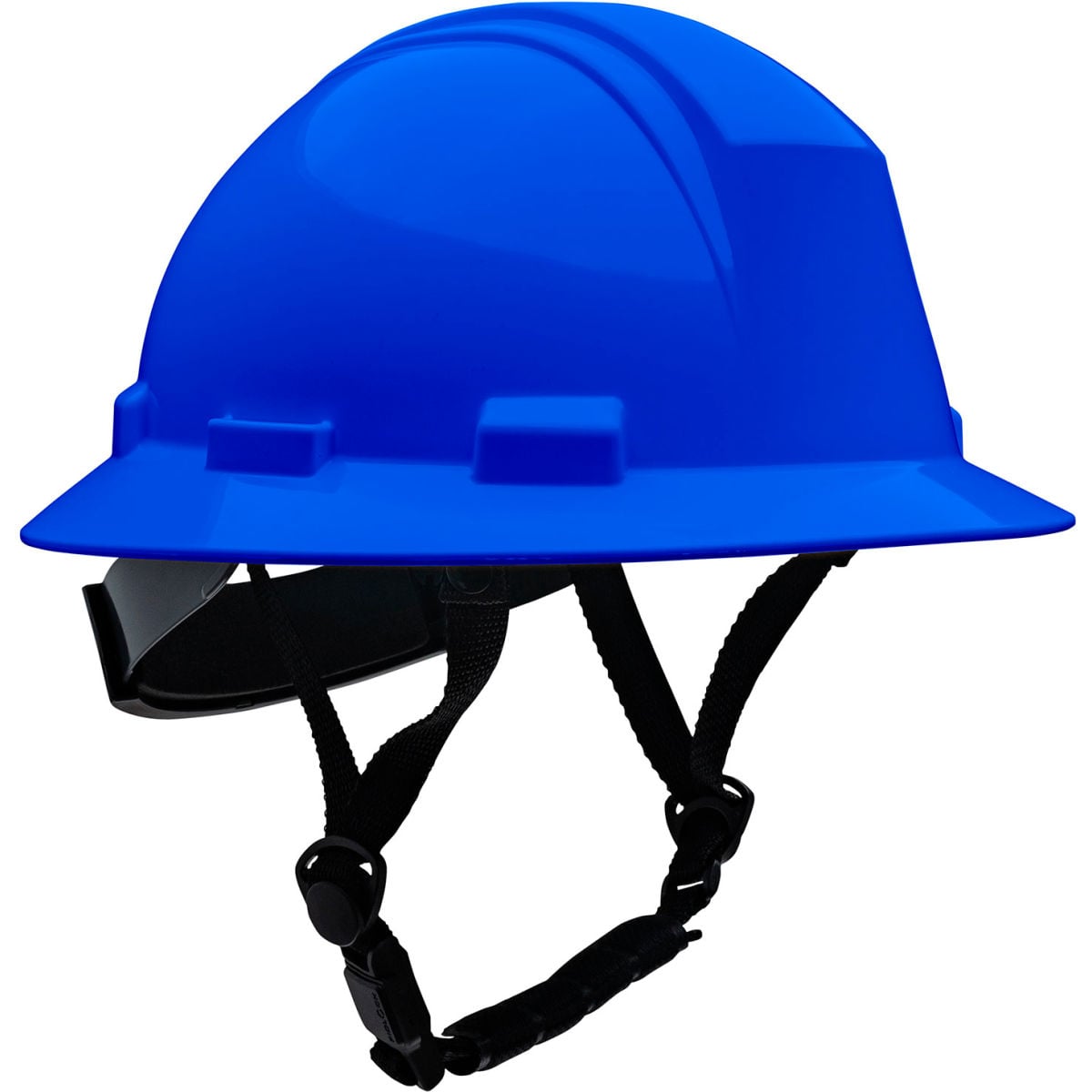B3186747 Full Brim Safety Helmet, 4-Point Textile, Non-Vented, Royal Blue