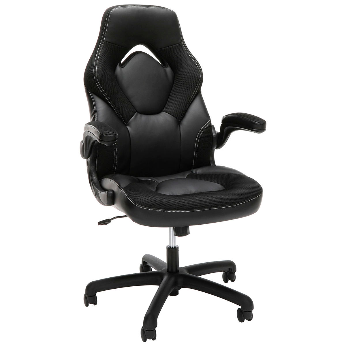 Ergonomic Gaming Chair - Black - High Back - Flip-Up Arms - 275 lbs Capacity
