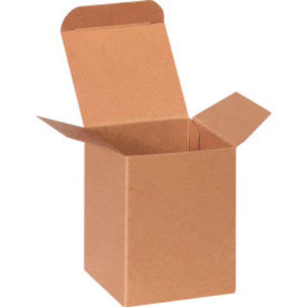 B3203867 3 x 3 x 4 in. Heavy Duty Reverse Tuck Folding Box Kraft, Brown - 500 per Pack