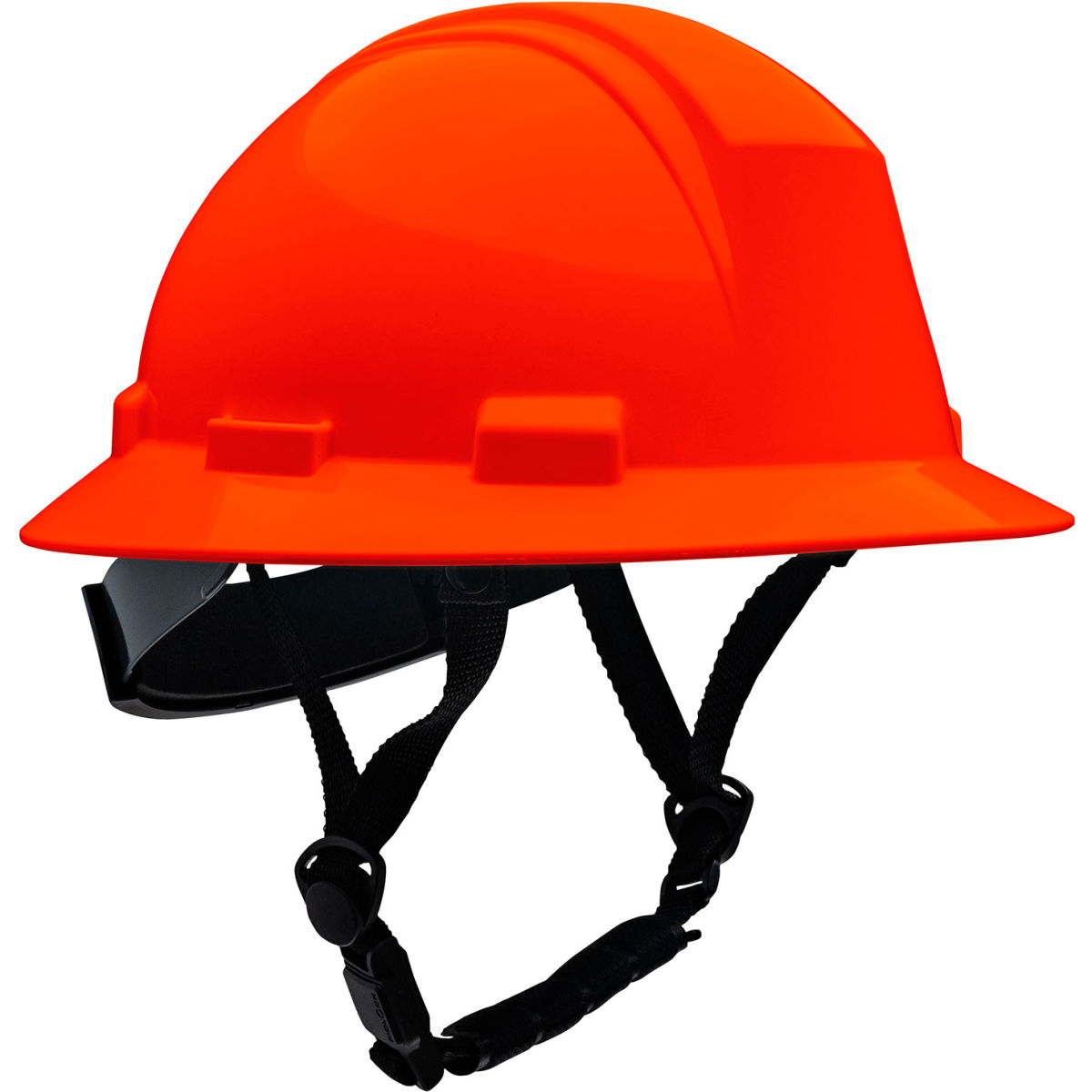 B3186748 Full Brim Safety Helmet, 4-Point Textile, Non-Vented - Hi-Vis Orange