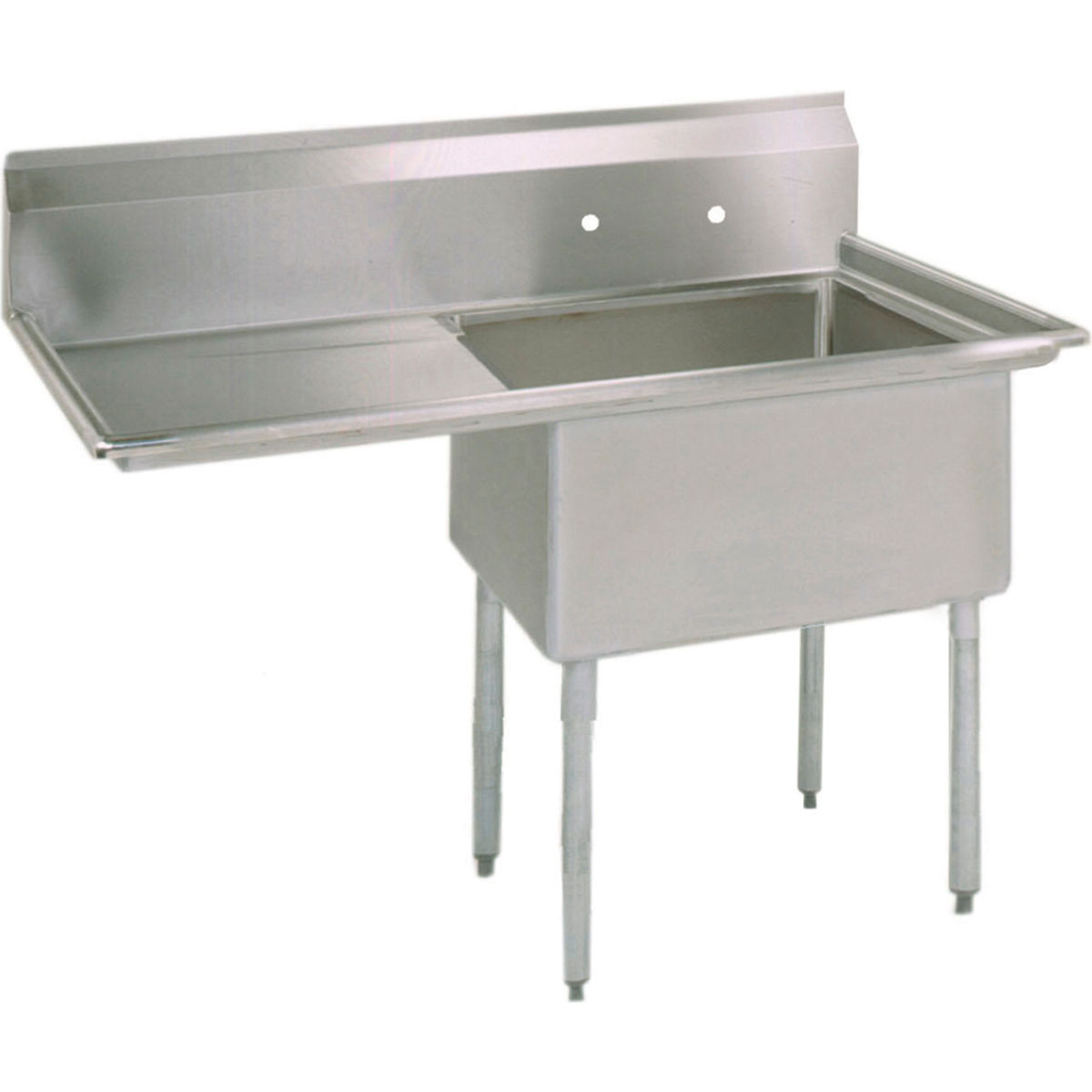 Picture of BK Resources B2262695 18 x 18 x 12 in. 18 Litre 1-Compartment Sink Deep 8 Faucet Holes Drainboard Galvanized Legs