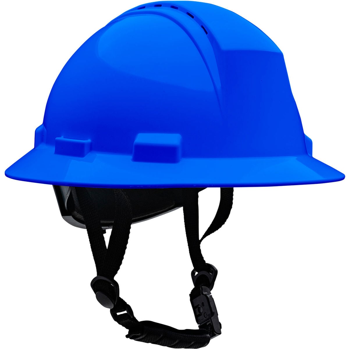 B3186757 Full Brim Safety Helmet, 4-Point Textile, Vented - Royal Blue