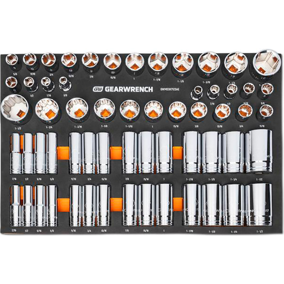 B3190974 0.5 in. Drive SAE Socket Modular Set - Silver - 60 Piece