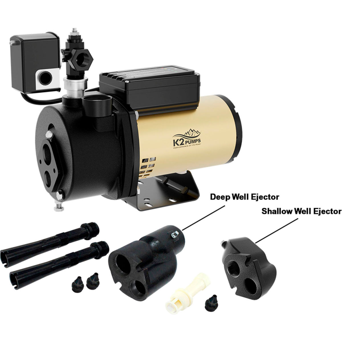B3191232 0.75 HP Cast Iron Convertible Jet Pump with Multi-Function Diagnostic Capabilities - Black