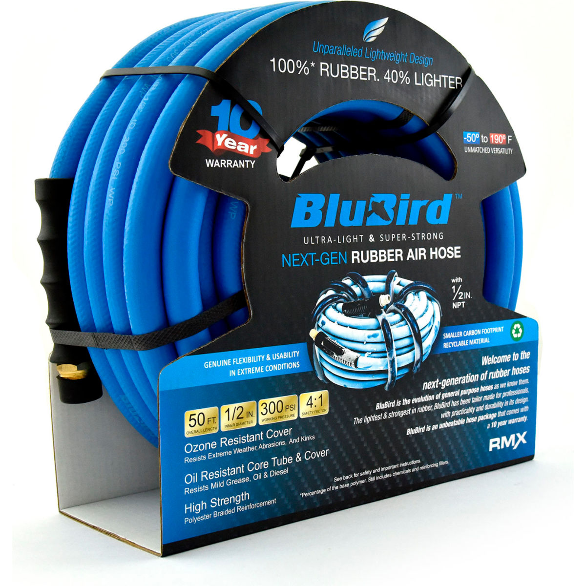 B3178840 Rubber Air Hose Assembly - 0.5 in. x 50 ft. - Blue