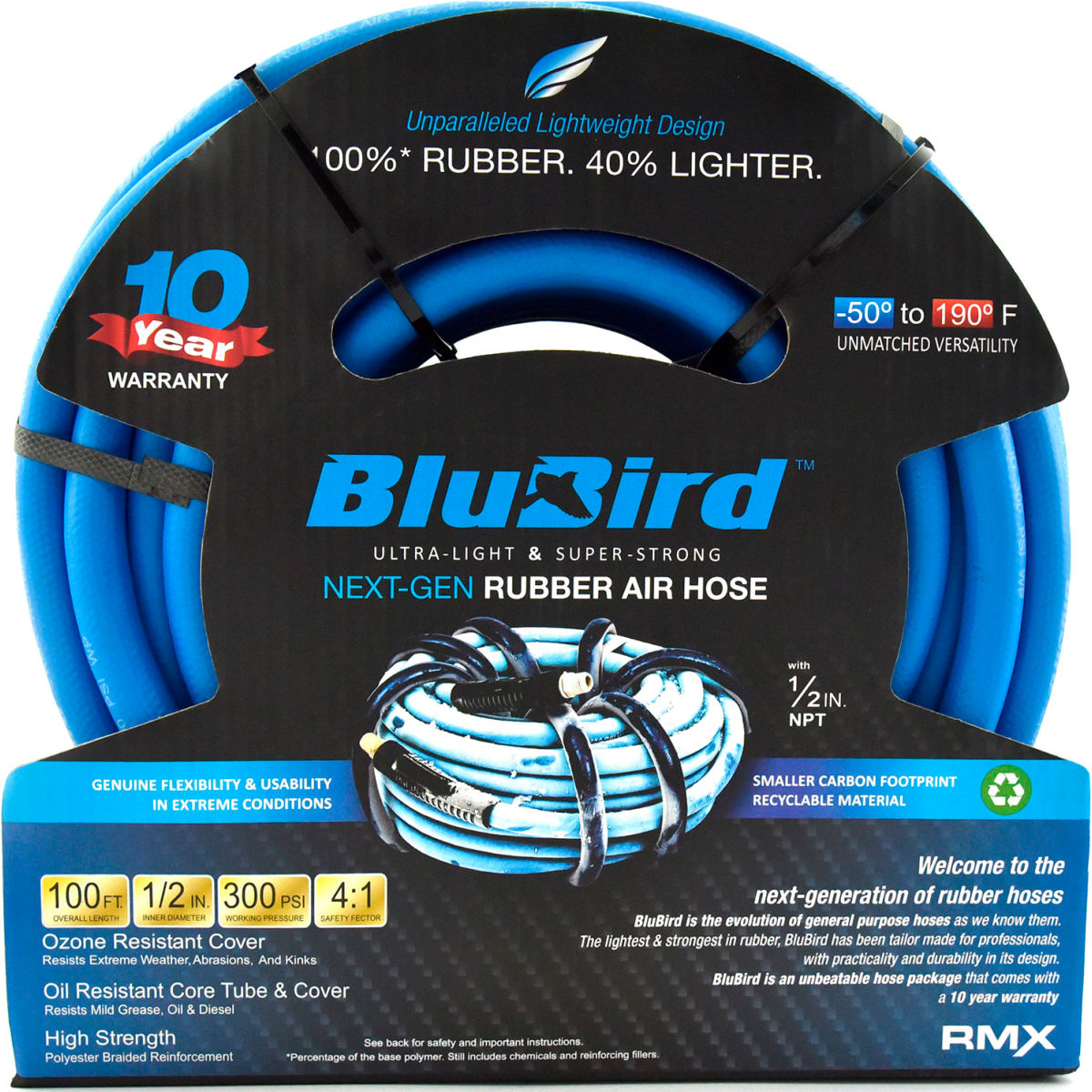 B3178843 Rubber Air Hose Assembly - 0.5 in. x 100 ft. - Blue