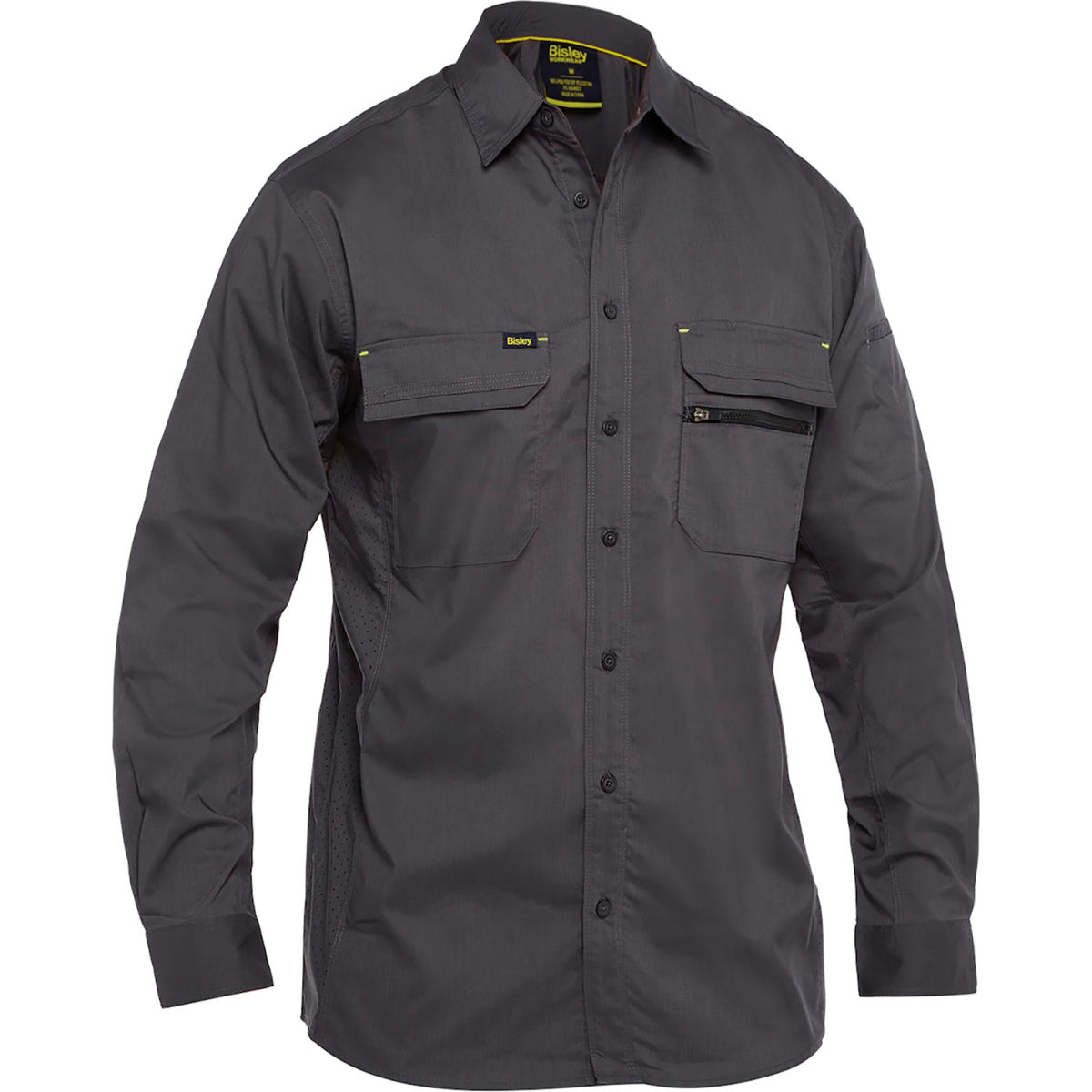B3186600 Men Long Sleeve Ripstop Work Shirt with X-Airflow Ventilation - Gray - 2XL
