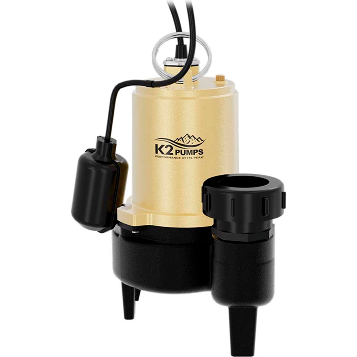 B3191256 Sewage Pump with Piggyback Tethered Switch & Quick Connect, 0.75 HP - 233 GPM - Multi Color