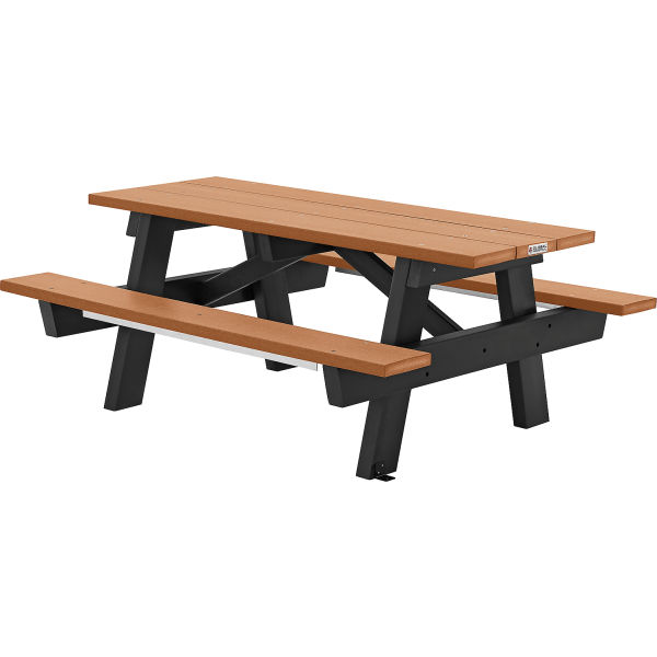 Global Industrial 271667CD 6 ft. A-Frame Rectangular Picnic Table, Recycled Plastic - Cedar