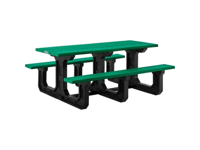 Global Industrial 271677GN 6 ft. Rectangular Picnic Table, Recycled Plastic with Heavy Duty Base - Green