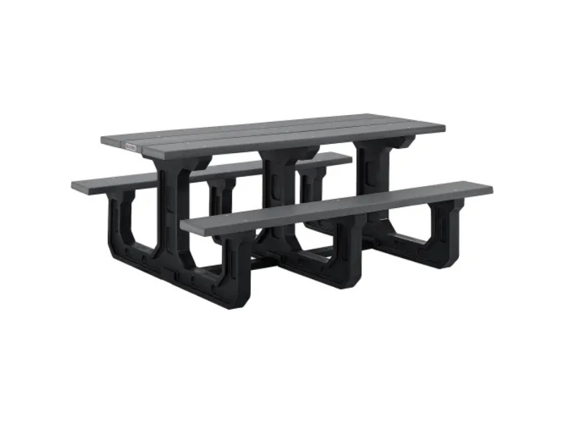 Global Industrial 271677GY 6 ft. Rectangular Picnic Table, Recycled Plastic with Heavy Duty Base - Gray